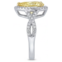 Afbeelding in Gallery-weergave laden, Gele Kanarie Diamant Halo Ring – achteraanzicht
