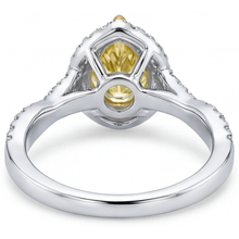 Afbeelding in Gallery-weergave laden, Gele Kanarie Diamant Halo Ring – detailaanzicht
