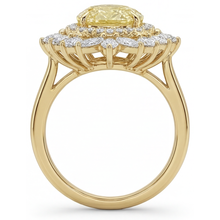 Afbeelding in Gallery-weergave laden, Gele Kanarie Diamant Halo Ring 2,50-karaat 14 Karaat Geelgoud – bovenaanzicht
