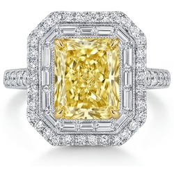 Authentiek Pavé Gele Kanarie Diamant Halo Ring 2,50 karaat