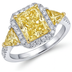 Glanzend Gele Kanarie Diamant Halo Ring 3,5 karaat – Tweekleurig