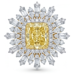 Natuurlijk Radiant Slijpvorm Gele Kanarie Diamant Halo Ring 4