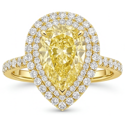 Ambachtelijk Halo Verlovingsring – Gele Kanarie Diamant 2,50