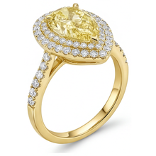Afbeelding in Gallery-weergave laden, Peervormig Gele Kanarie Diamant ring in 14K Geelgoud – profielaanzicht
