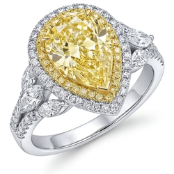 Luxe Halo Zetting Ring – Gele Kanarie Diamant 2,50 karaat