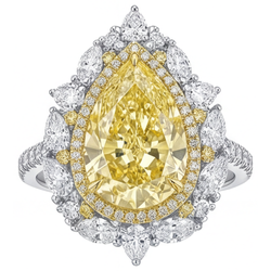 VVS Zuiverheid Halo Zetting Ring – Gele Kanarie Diamant 3,25