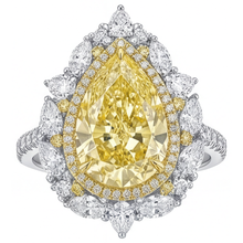 Afbeelding in Gallery-weergave laden, Gele Kanarie Diamant Halo Zetting Ring – hoofdaanzicht
