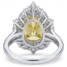 Afbeelding in Gallery-weergave laden, Handgemaakt Gele Kanarie Diamant Halo Zetting Ring 3,25 karaat – bovenaanzicht
