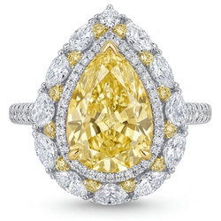 VVS Zuiverheid Halo Zetting Ring – Gele Kanarie Diamant 3,50