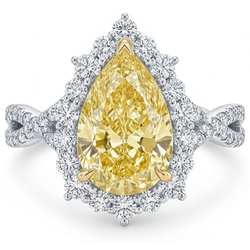 VVS Zuiverheid Halo Zetting Ring – Gele Kanarie Diamant 3,75