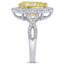 Afbeelding in Gallery-weergave laden, Peervormig Gele Kanarie Diamant ring in 14 Karaat Tweekleurig Goud – bovenaanzicht
