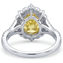 Afbeelding in Gallery-weergave laden, Gele Kanarie Diamant Halo Zetting Ring – achteraanzicht
