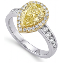 Afbeelding in Gallery-weergave laden, Gele Kanarie Diamant Sieraad Ring 1-karaat Bicolor 14K Goud – hoekaanzicht
