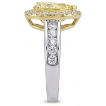Afbeelding in Gallery-weergave laden, Peervormig Gele Kanarie Diamant ring in Bicolor 14K Goud – bovenaanzicht
