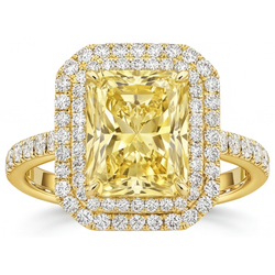 Pavé Sieraad Ring – Gele Kanarie Diamant 4,25 karaat 14K Geelgoud
