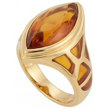 Afbeelding in Gallery-weergave laden, Gouden Citrien Edelsteen Ring 11-karaat 14K Geelgoud – vooraanzicht

