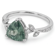 Afbeelding in Gallery-weergave laden, Green Prasiolite Edelsteen Ring 2,0 karaat 14 Karaat Witgoud – profielaanzicht
