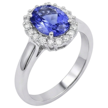 Afbeelding in Gallery-weergave laden, echte round tanzaniet 3.70karaat ring close-up detail
