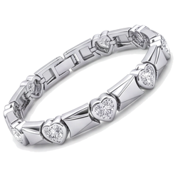 Hartvormige diamanten armband 5 karaat labgekweekt geribbelde staafschakel 14k witgoud 7 inch