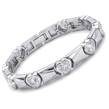 Afbeelding in Gallery-weergave laden, Hartvormige diamanten armband 5 karaat labgekweekt geribbelde staafschakel 14k witgoud 7 inch
