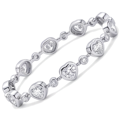Hartvormige Diamanten Armband 4 Karaat Labgekweekt Lunette Station 14K Witgoud 7 Inch