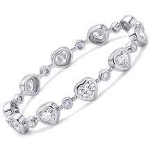 Afbeelding in Gallery-weergave laden, Hartvormige Diamanten Armband 4 Karaat Labgekweekt Lunette Station 14K Witgoud 7 Inch

