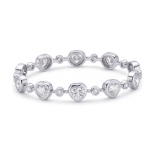 Afbeelding in Gallery-weergave laden, Hartvormige Diamanten Armband 4 Karaat Labgekweekt Lunette Station 14K Witgoud 7 Inch
