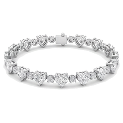 Hartvormige diamanten tennisarmband 6 karaat labgekweekt lunette 14k witgoud 7 inch