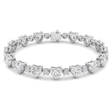 Afbeelding in Gallery-weergave laden, Hartvormige diamanten tennisarmband 6 karaat labgekweekt lunette 14k witgoud 7 inch
