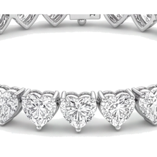 Afbeelding in Gallery-weergave laden, Hartvormige diamanten tennisarmband 7 karaat labgekweekt klauwzetting 14-karaats witgoud 7 inch
