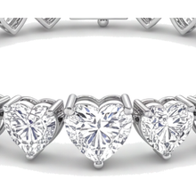 Afbeelding in Gallery-weergave laden, Hartvormige Diamant Tennisarmband 9 Karaat Labgekweekt Klauwzetting 14K Witgoud 7 Inch
