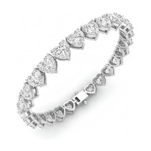 Afbeelding in Gallery-weergave laden, Hartvormige diamanten tennisarmband 7 karaat labgekweekt klauwzetting 14-karaats witgoud 7 inch
