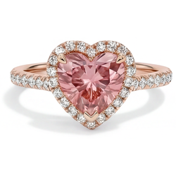 Padparadscha saffier ring 2,3 karaat echte hartvormige halo 14k roségoud