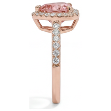 Afbeelding in Gallery-weergave laden, Padparadscha saffier ring 2,3 karaat echte hart halo 14K roségoud
