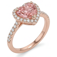 Afbeelding in Gallery-weergave laden, Padparadscha saffier ring 2,3 karaat echte hart halo 14K roségoud
