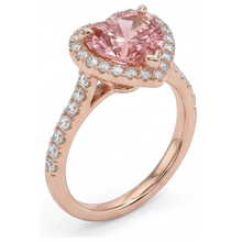 Afbeelding in Gallery-weergave laden, Padparadscha saffier ring 2,3 karaat echte hartvormige halo 14k roségoud
