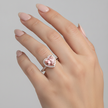 Afbeelding in Gallery-weergave laden, Padparadscha saffier ring 2,3 karaat echte hart halo 14K roségoud
