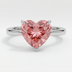 Perziksaffier verlovingsring 2,5 karaat echte hartvormige padparadscha solitair 14k witgoud