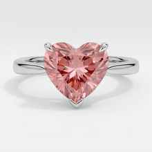Afbeelding in Gallery-weergave laden, Perziksaffier verlovingsring 2,5 karaat echte hartvormige padparadscha solitair 14k witgoud
