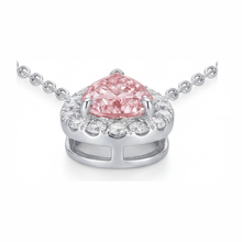 Afbeelding in Gallery-weergave laden, Roze diamanten ketting 2 karaat labgekweekt peervormige halo hanger 14K witgoud
