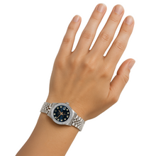 Afbeelding in Gallery-weergave laden, jubileum roestvrij staal Rolex blauwe diamant wijzerplaat Datumjust
