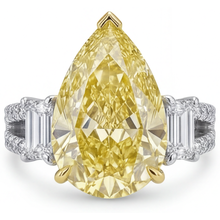 Afbeelding in Gallery-weergave laden, 3-Steens Ring Bicolor 14K Goud met Kanariegele Diamant – vooraanzicht
