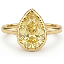 Afbeelding in Gallery-weergave laden, Aanzoek Ring 14 Karaat Geelgoud met Kanariegele Diamant – hoofdaanzicht

