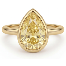 Afbeelding in Gallery-weergave laden, Druppelvormig Kanariegele Diamant ring in 14 Karaat Geelgoud – zijaanzicht
