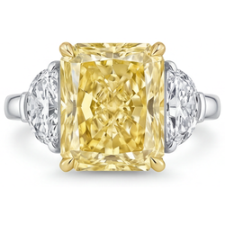 Fijn VVS Zuiverheid Kanariegele Diamant Drie-Steen Ring – 3