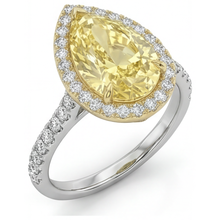Afbeelding in Gallery-weergave laden, Druppelvormig Kanariegele Diamant ring in 14 Karaat Tweekleurig Goud – vooraanzicht
