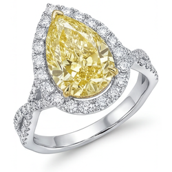 VVS Zuiverheid Halo Ring – Kanariegele Diamant 1,50 karaat
