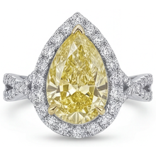 Afbeelding in Gallery-weergave laden, High-end Kanariegele Diamant Halo Ring 1,50 karaat – vooraanzicht
