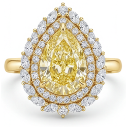 Kanariegele Diamant Halo Ring – VVS Zuiverheid 4 karaat 14K
