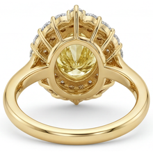 Afbeelding in Gallery-weergave laden, Kanariegele Diamant Halo Ring 4 karaat 14K Geelgoud – zijaanzicht
